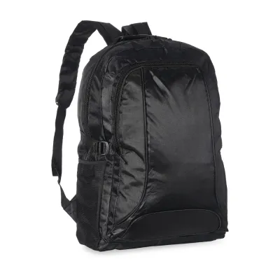 Mochila de nylon 42 litros com dois compartimentos e bolsos laterais em malha. Possui fivelas lat...