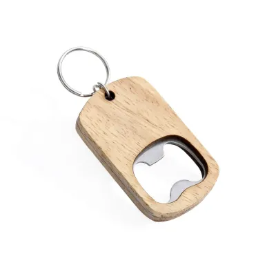 Chaveiro abridor de garrafas em madeira.