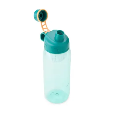 Squeeze plástico 800ml com infusor de bebidas. Com design em relevo, a squeeze possui tampa rosqu...