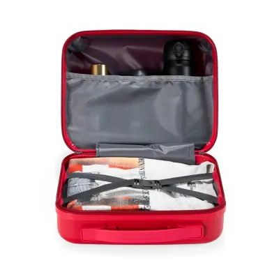 Frasqueira de plástico (casca dura). Possui compartimento interno, elástico de segurança, alça pa...