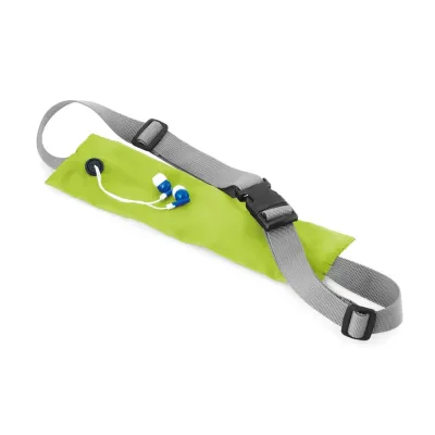 Pochete em 210D ripstop com saída para fone de ouvido. Bolsa com zíper e alça ajustável. 250 x 80 mm