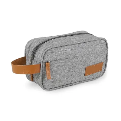 Necessaire em poliéster com alça pequena - cinza