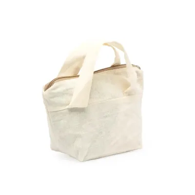 Nécessaire de algodão com zíper, alças e frente e verso lisos.