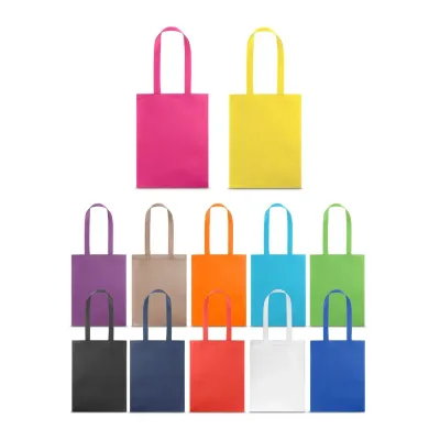 Sacola em non-woven (80 g/m²) termo-selado com alças de 55 cm. 270 x 350 mm