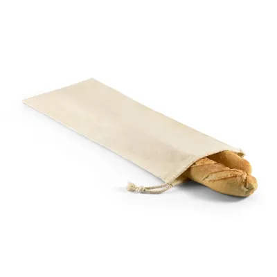 Sacola para pão 100% algodão (100 g/m²) com cordão para fechar. 220 x 560 mm
