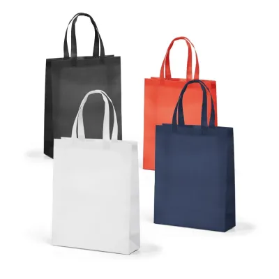 Sacola non-woven (80 g/m²) termo-selado com alças de 50 cm. 320 x 380 x 90 mm