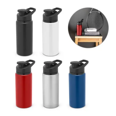 Squeeze esportivo em alumínio com parede simples e acabamento em mate. Tampa com sistema de abert...