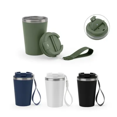 Copo de viagem em PP e aço inox 90% reciclado, com parede dupla e acabamento em mate. A tampa em ...