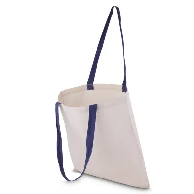 Sacola em algodão cru 140g/m² com alça colorida.