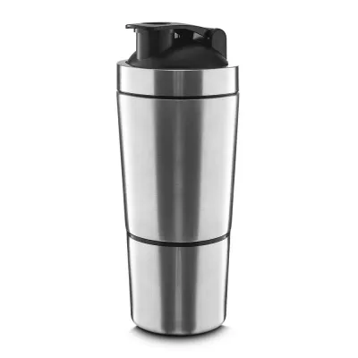 Garrafa coqueteleira em aço inox para proteína com capacidade da garrafa de até 750ml e copo com ...