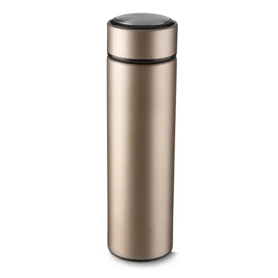 Garrafa em aço inox fosca com parede dupla de 450 ml, conserva a temperatura quente ou fria. Dime...