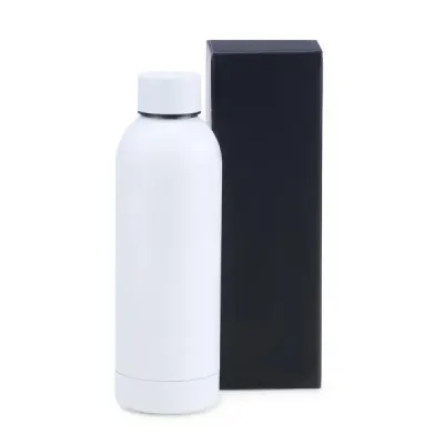 Garrafa em Inox na cor branca, confeccionada com uma segunda parede de Inox para alta preservação...