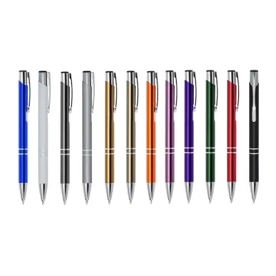 Caneta metálica azul 1.0mm com clique - opções de cores