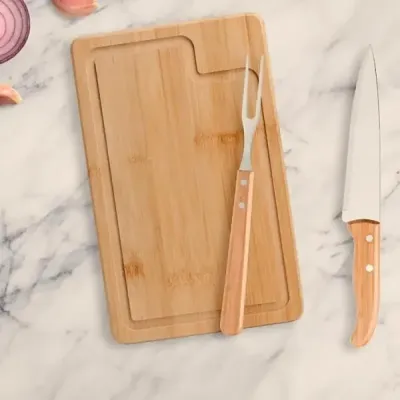 Kit Para Churrasco Em Bambu