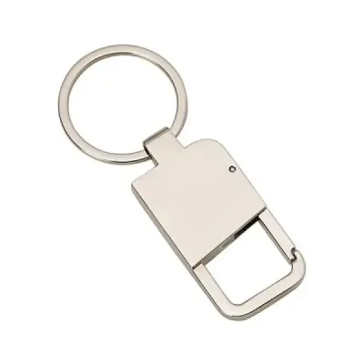 Chaveiro em metal cromado com mosquetão