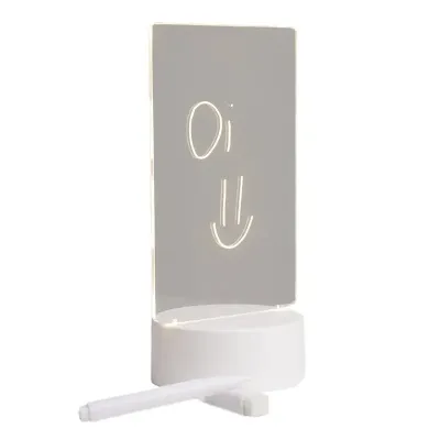 Luminária de mesa com luz Led, tela acrílica e base plástica