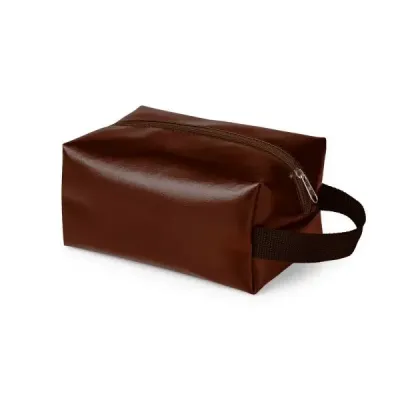 NNecessaire com alça em material sintético na cor marrom