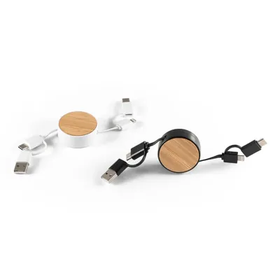 Cabo retrátil 5 em 1 em ABS e bambu - 1