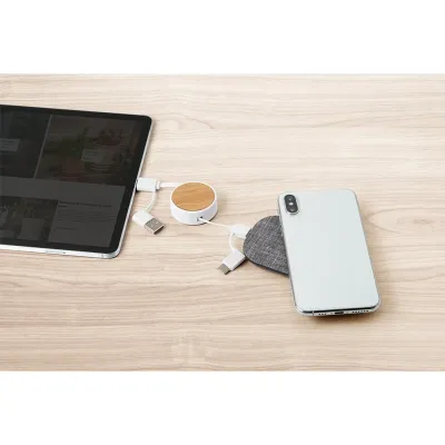 Cabo retrátil 5 em 1 em ABS e bambu - 4