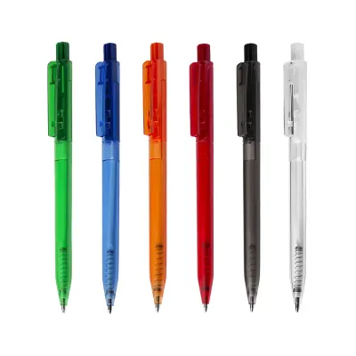 Caneta plástica retrátil com escrita azul - 1