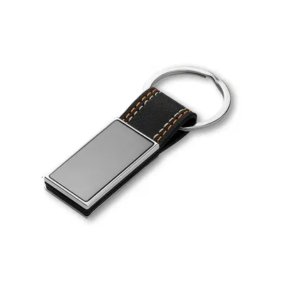 Chaveiro de metal níquel brilhante com PU - 1