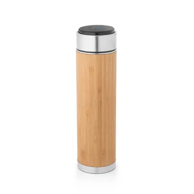 Garrafa em aço inox e bambu 430ml - 1