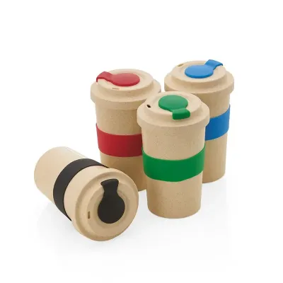 Copo fibra de bambu 450ml com tampa rosqueável