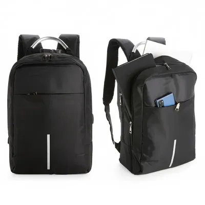 Mochila antifurto confeccionada em poliéster impermeável, com capacidade de 16 litros 