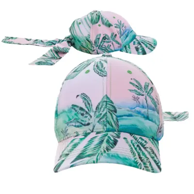 Boné 6 gomos com laço, aba com 4 costuras