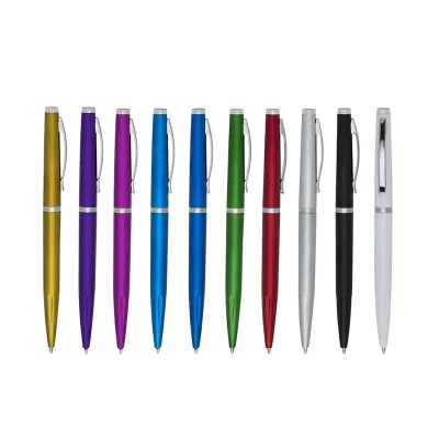 Caneta plástica com carga esferográfica azul