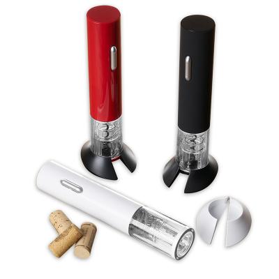 Saca rolhas elétrico com suporte cortador de lacre, contém compartimento com tampa para inclusão ...