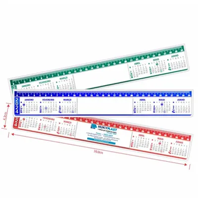 Régua 30 cm em plástico rígido transparente