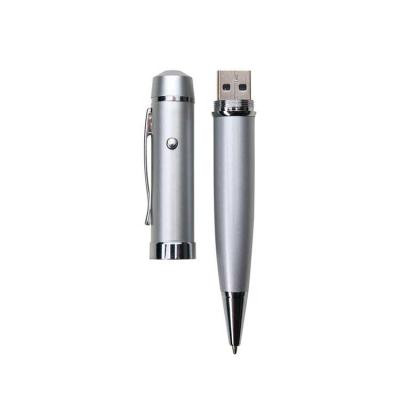 Caneta pen drive 8GB metálica com laser e esferográfica. Clip de metal e botão do laser com lacre...