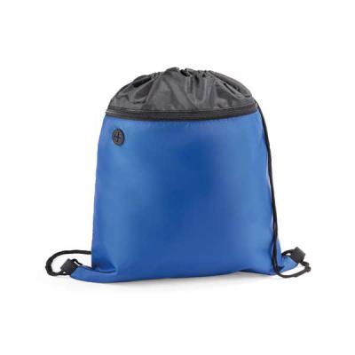 Sacola tipo mochila azul com bolso frontal 