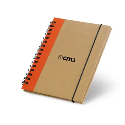 Caderno de Anotações Espiral com Detalhe laranja