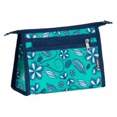 Necessaire feminina forrada em nylon estruturado impermeável 