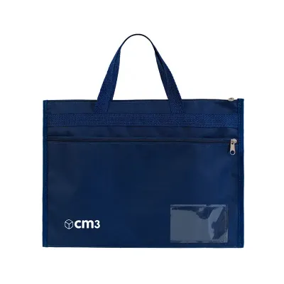 Pasta de mão com bolso frontal e visor em PVC