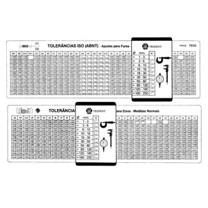 Régua com tabela de tolerâncias.