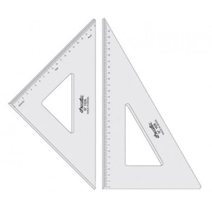 Régua com esquadro de acrílico e escala