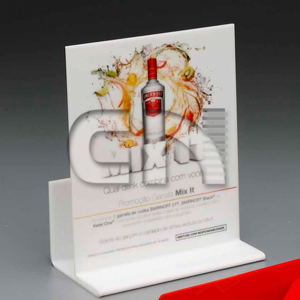 Display de mesa em acrílico cristal.