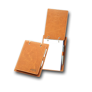Porta-bloco confeccionado em couro legítimo, sintético ou ecológico