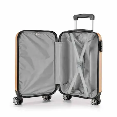 Mala de viagem executivo. ABS. Interior forrado, com divisória. 4 rodas duplas giratórias. Pega e...