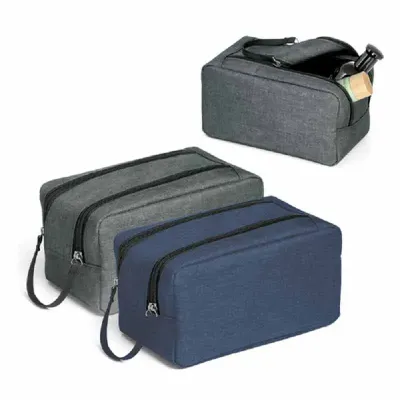 Necessaire na cor cinza e azul 