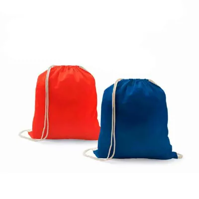 Sacola tipo mochila. 100% algodão: 100 g/m². 370 x 410 mm.