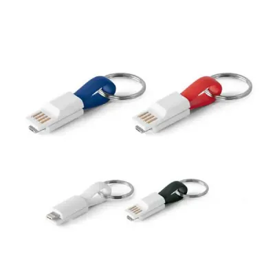 Cabo USB com conector 2 em 1 com argola chaveiro
