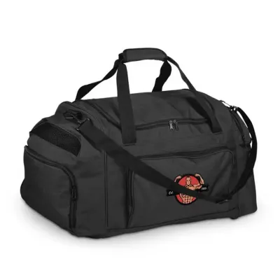 Bolsa esportiva. Poliéster 300D. Bolsos laterais. Bolso frontal. Fundo com placa rígida. Alça aju...