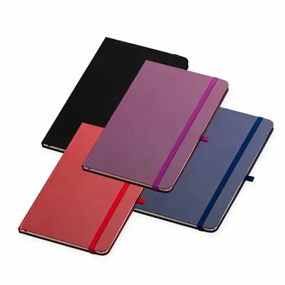 Caderneta em couro sintético com elástico suporte para caneta