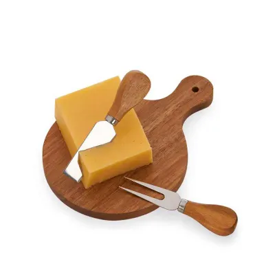 Kit queijo com tábua, faca e garfo