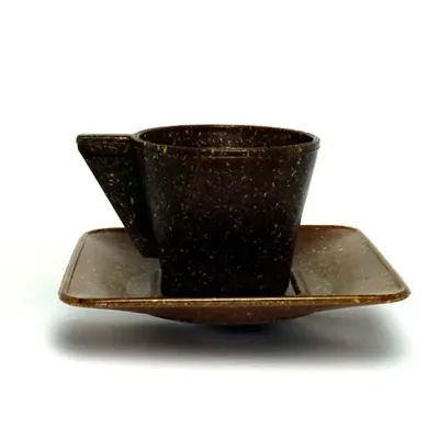 Xícara e Pires Ecológicos Fibra de Coco 50ml