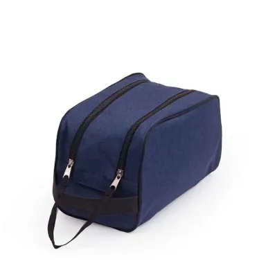 Necessaire tecido poliéster, cursor duplo para fechamento com alça, trava com velcro, alça de mão...